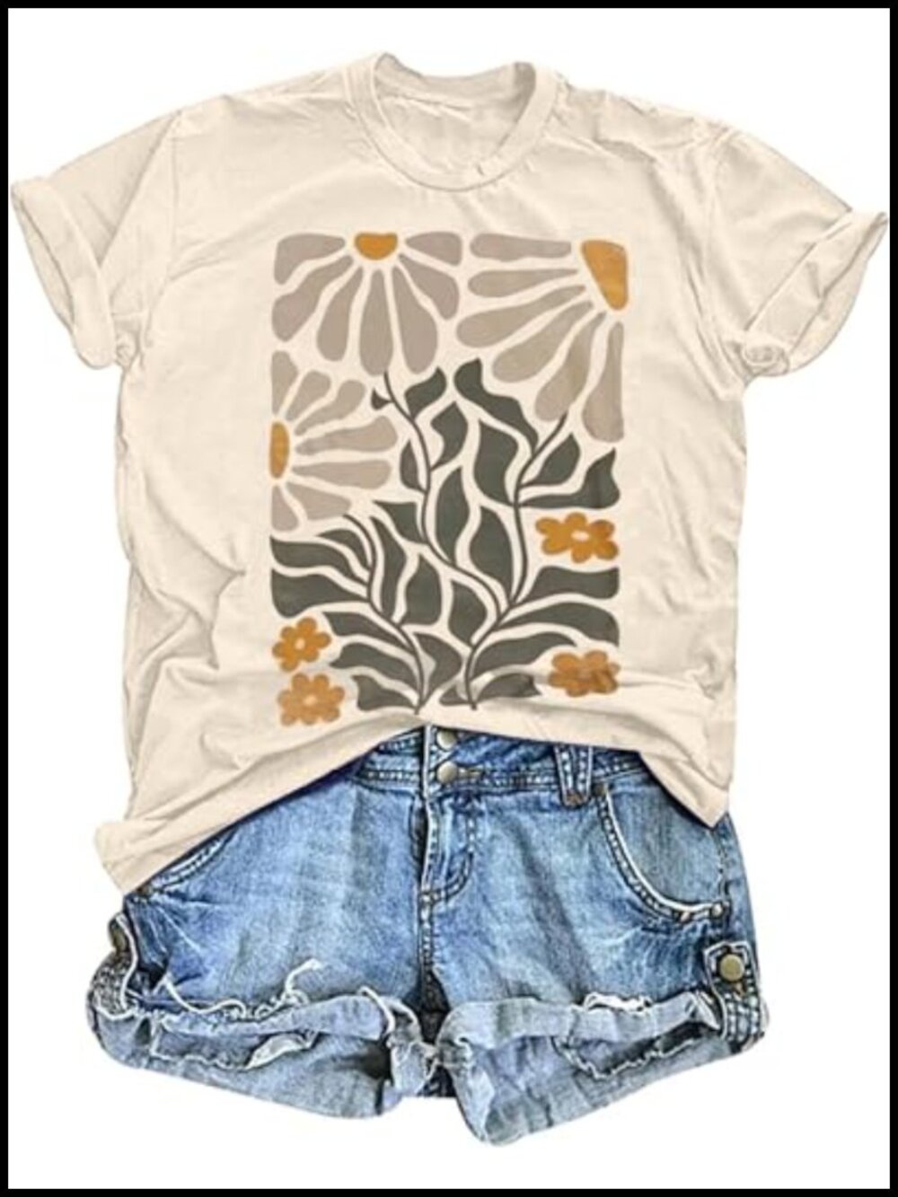 Vintage Floral Graphic T-Shirt Boho Wildflower Tee Short Sleeve Casual Top